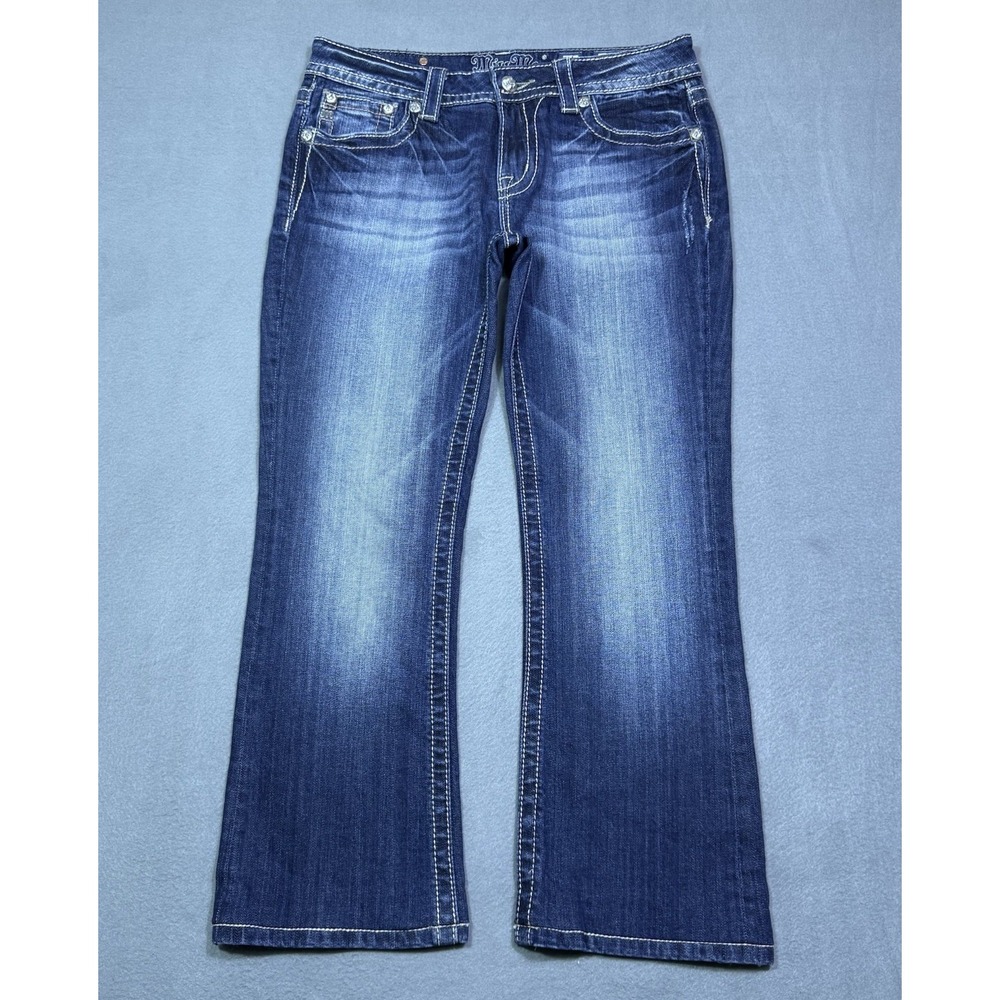 Miss Me Jeans Womens 30x27 Bootcut Crop Lowrise Studded Boho Indigo USA Y2K